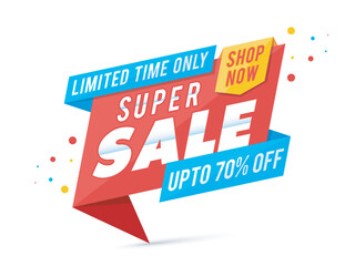 Fototapeta premium Super Sale Paper Tag or Banner design.