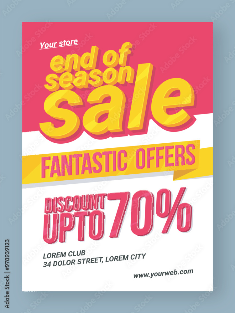 Sticker end of season sale poster, banner or flyer.