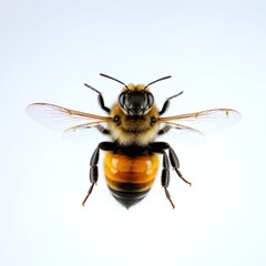 A stunning bee is flying on a white background