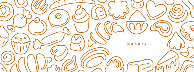 Bakery template. Bread, croissant, french baguette