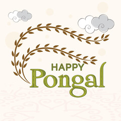 Greeting card design for Happy Pongal festival celebrations.