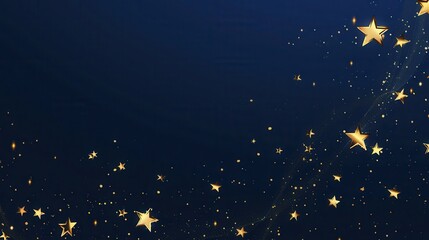 Naklejka premium Luck-themed banner, golden shooting stars, clean text area on the side, dark blue background, glowing accents. 