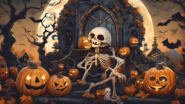 Cute and unique Halloween day background, Unique Halloween concept wallpaper, Halloween concept background, ai generated