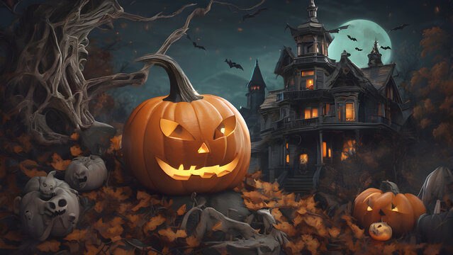 Cute and unique Halloween day background, Unique Halloween concept wallpaper, Halloween concept background, ai generated