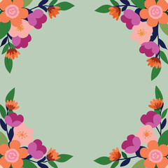 Obraz premium Decorative colorful flowers frame