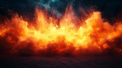 Fototapeta premium Fiery Explosion Cloud of Dust and Smoke