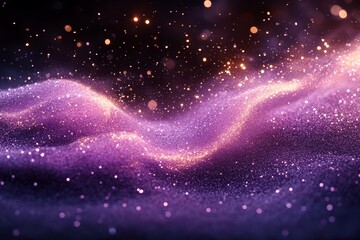 Obraz premium Abstract Purple Glitter Background with Golden Lights