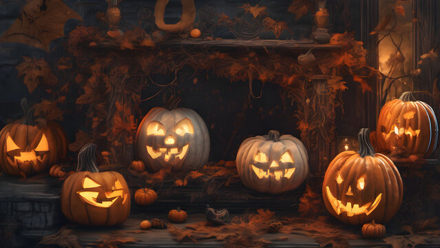 Cute and unique Halloween day background, Unique Halloween concept wallpaper, Halloween concept background, ai generated