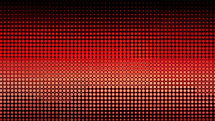 Abstract halftone background with large dots smoothly transitioning from red to black, retro and dynamic