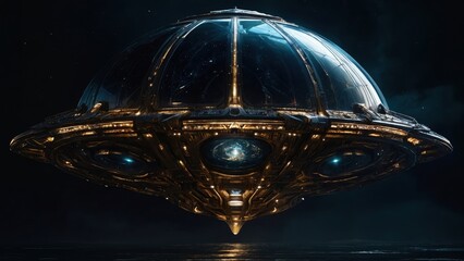 The dark and sumptuous allure of an alien spaceship, blending luxurious details with ominous vibes