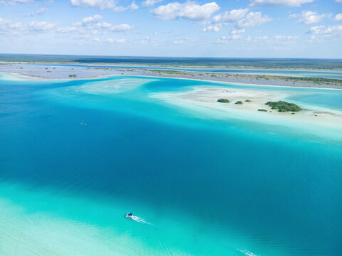 Aerial View of Bacalar Lagoon, Quintana Roo, Mexico
