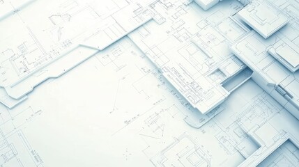 Architectural Blueprint Design Concept with  D Model