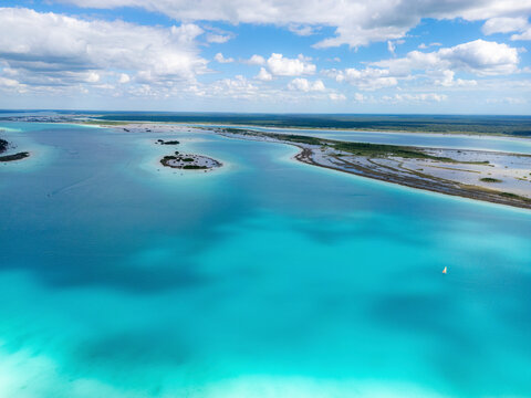 Aerial View of Bacalar Lagoon, Quintana Roo, Mexico