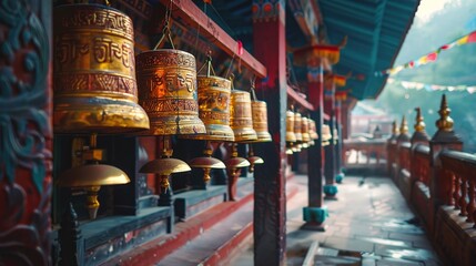 Obraz premium Nepalese prayer wheel in temple