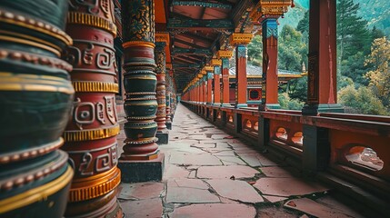 Fototapeta premium Nepalese prayer wheel in temple