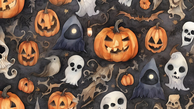 Cute Halloween background, Unique Halloween wallpaper, Halloween day concept background, ai generated