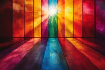 Colorful Glass Panels with Glowing Light