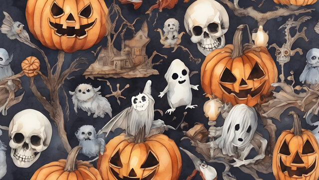 Cute Halloween background, Unique Halloween wallpaper, Halloween day concept background, ai generated