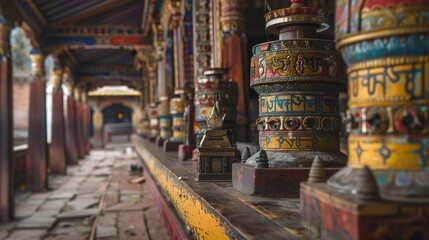 Fototapeta premium Nepalese prayer wheel in temple