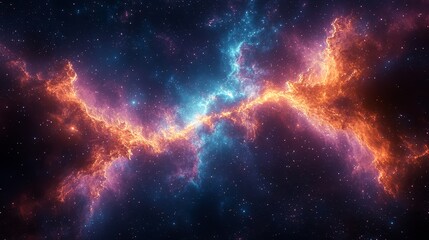 Cosmic Nebula with Stars and Galaxies