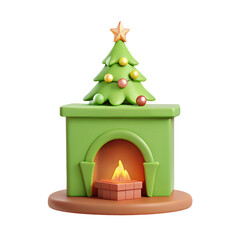 Christmas fireplace 3D icon