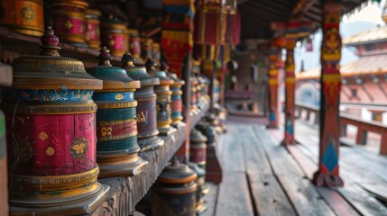 Obraz premium Nepalese prayer wheel in temple