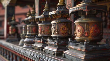 Nepalese prayer wheel in a temple