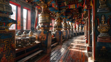 Obraz premium Nepalese prayer wheel in a temple