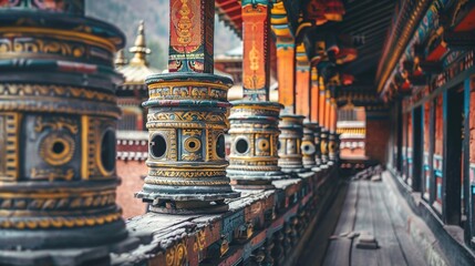 Obraz premium Nepalese prayer wheel in a temple
