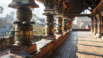 Naklejka premium Nepalese prayer wheel in a temple