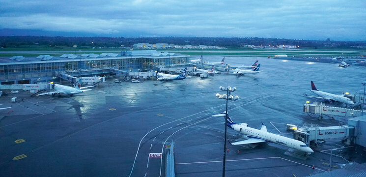 Vancouver airport at dusk, British Columbia, Canada 