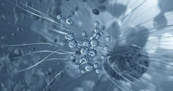 Gabapentin rotating molecular 3d structure ball-and-stick model, looped video anticonvulsant