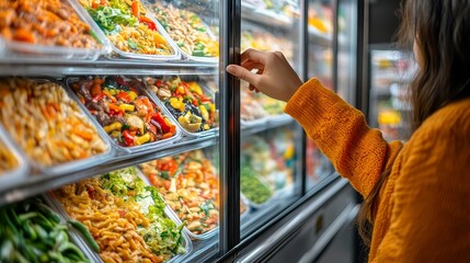 Customer interacts with touch screen to order and pay for food using electronic payment method