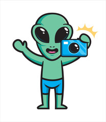 Alien mascot character design vector