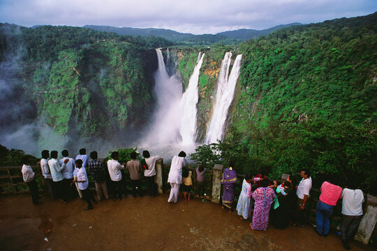 Aerial view of Picturesque Jog falls, Karnataka, India