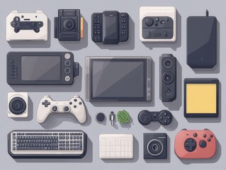 Flat Lay of Modern Gadgets and Gaming Devices