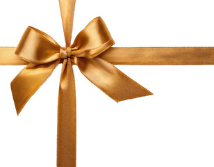Fototapeta premium Goldene Geschenkband mit Schleife isoliert auf weißen Hintergrund, Freisteller 