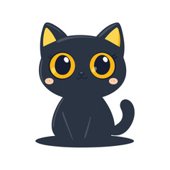 Obraz premium Cute Black Cat Halloween Vector Design Element, Cute Halloween Cat Vector Clipart Design.
