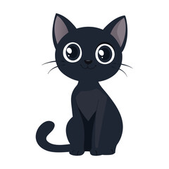 Fototapeta premium Cute Black Cat Halloween Vector Design Element, Cute Halloween Cat Vector Clipart Design.