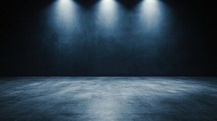 Concrete Studio Background with Three Spotlights