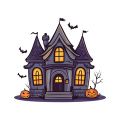 Halloween Haunted House Vector Design Elemen.