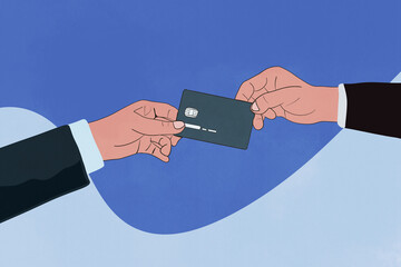 Handing over a credit card in a financial transaction
