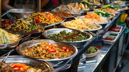 Fototapeta premium Asian street food wallpaper