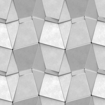 Seamless 3D geometric pattern in monochrome gray