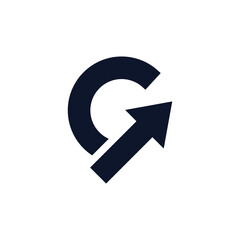Letter G with Arrow Logo Design.