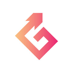 G letters upward arrow direction logo design.