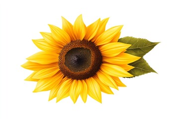 Obraz premium Illustrate a minimalist eye-level angle of a vibrant, blooming sunflower