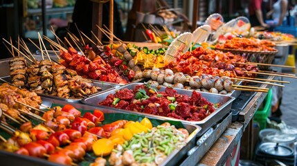 Obraz premium Asian street food wallpaper
