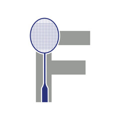 Badminton Logo combine with letter F vector template
