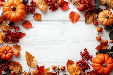 Beautiful autumn background with fallen leaves with place for text top view. ai generated